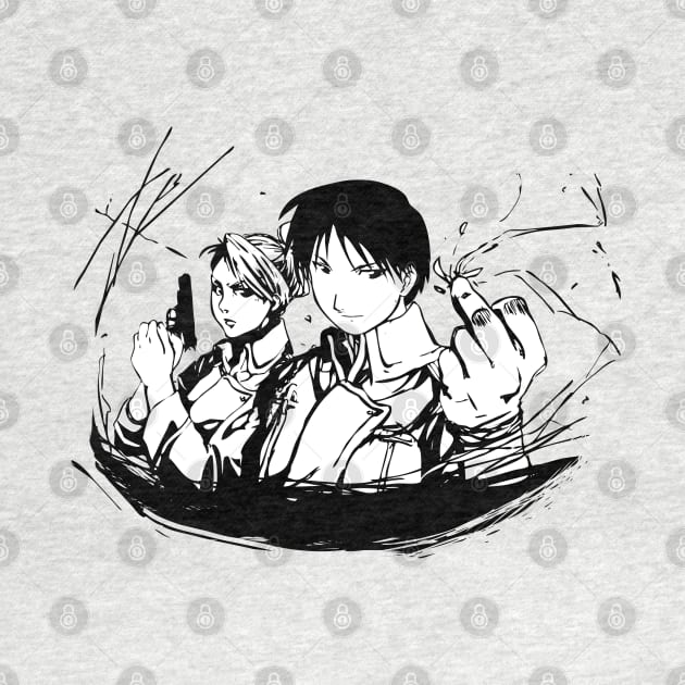 Roy Mustang and Riza Hawkeye FullMetal Alchemist by SirTeealot